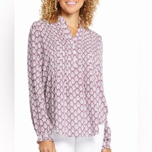 NEW NYDJ Pleated Yoke Long Sleeve Peasant Blouse